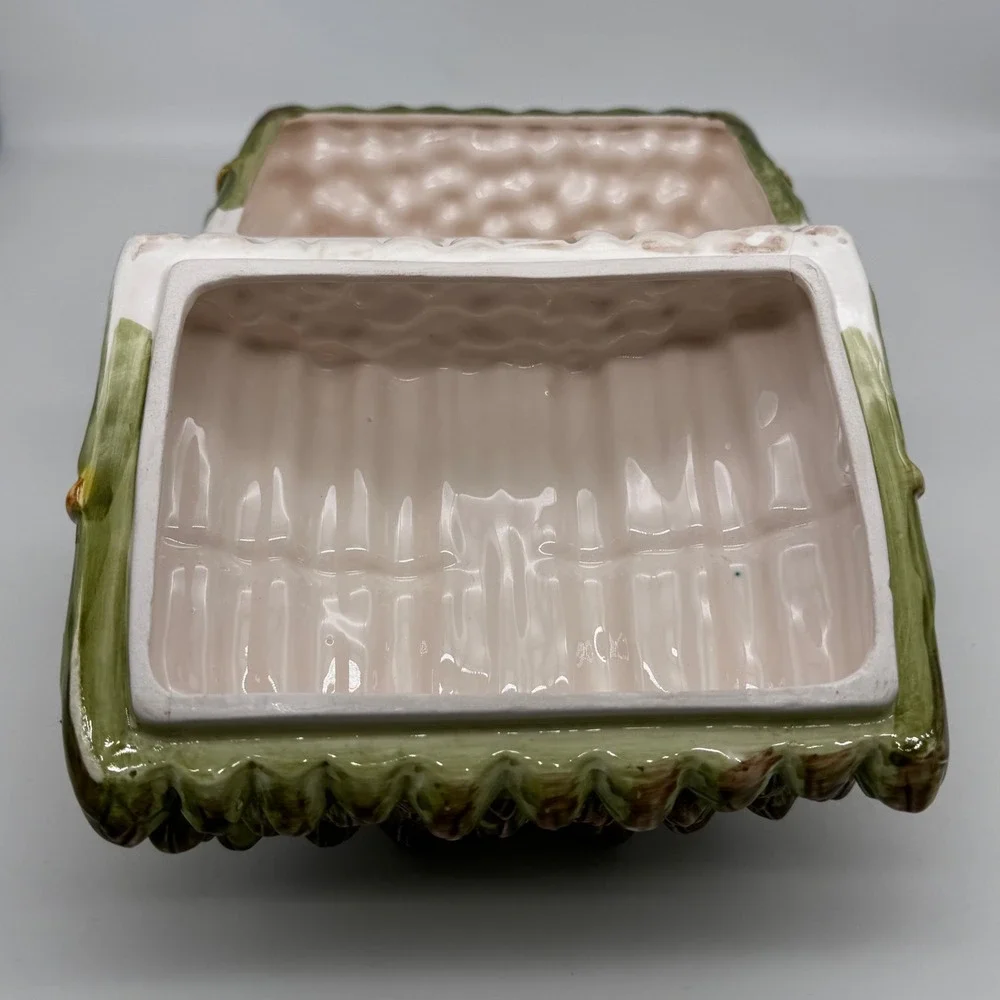 Vintage Majolica‎ Asparagus Tureen: Trompe l'oeil Kitchen Decor Ceramic Japan